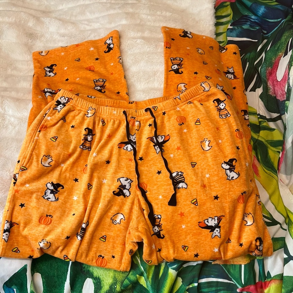 Laura Ashley Womens S Halloween West Highland Print Soft Fall Winter PJ Pants